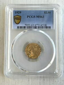 1929�N ������ $2.50 �C���f�B�A������ �F�� PCGS MS 63