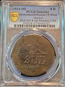 (1813-14) 8 レアル PCGS 環境被害 - VF 詳細 KM-265.4 var Morelos C/M