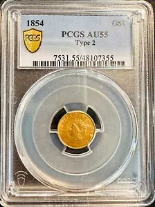 1854 ^Cv 2 $1 CfBA vZX wbh S[h _[ PCGS AU55