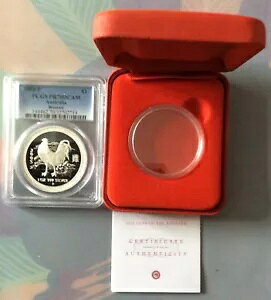 2005 オーストラリア ルナ 1 オンス シルバー ルースター プルーフ PCGS PR70DCAM +COA&ケース