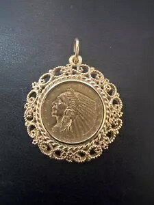 1925 $2.50 �S�[���h �C���f�B�A�� �w�b�h �N�H�[�^�[ �C�[�O�� �R�C�� (14K �S�[���h �y���_���g)