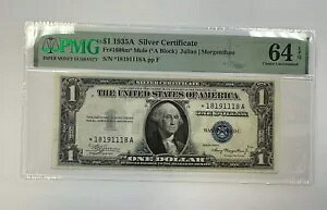 1935A $1 �V���o�[ �T�[�e�B�t�B�G�C�g �~���[�� �X�^�[ �m�[�g PMG 64 EPQ �t�@���V�[ �V���A��