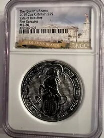 2019 2oz クイーンズビースト。ビューフォートのエール大学。 NGC MS-70。グレード 70 のコインは 85 枚のみです。