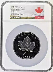 2024 �J�i�_ $50 5oz �V���o�[ ���[�v�� ���[�t �C�� ���[�V���� �u���b�N ���W�E�� �C���L���[�Y FDOI PF70