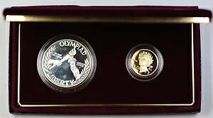 1988 オリンピック 2 プルーフ コイン記念セット、箱入り、COA なし
