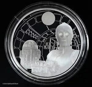 2023 ニウエ スター ウォーズ R2-D2 & C-3PO 5 オンス シルバー コイン OGP COA 付き