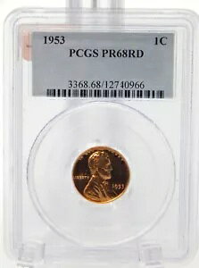 1953 - PCGS �O���[�h PF68 RD ���b�h - �����R���� �E�B�[�g �Z���g / �y�j�[ (BT392)