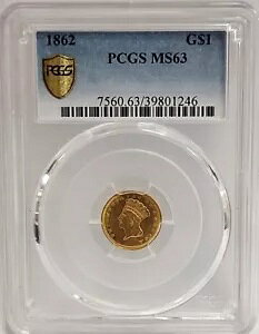 1862�N $1�S�[���h�_���[ �^�C�vIII PCGS MS63 RM224