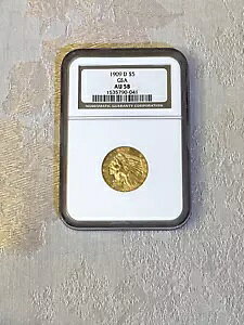 1909-D CfBA S[h n[t C[O $5 RC - NGC AU58 - A!