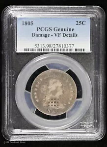 1805 25C �h���[�v �o�X�g �V���o�[ �N�H�[�^�[ �_���[ PCGS VF �f�B�e�[��
