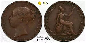 1844年 イギリス ファーシング 1/4D PCGS VF35 S-3950