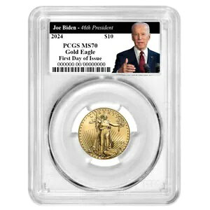 2024 $10 �A�����J�� �S�[���h �C�[�O�� 1/4 �I���X PCGS MS70 FDOI �o�C�f���� 46 ��哝�̃��x��