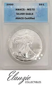 2000 $1 �A�����J�� �V���o�[ �C�[�O�� ANACS MS70 �u���[���x�� �x�^�[�f�C�g