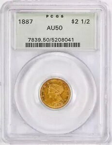 1887 PCGS AU50 �킸�� 6,160 ��������܂����B�S�O���[�h217�|�b�v�I OGH �N�H�[�^�[ �C�[�O�� $2.50