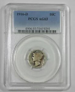 1916-D �}�[�L�����[ �V���o�[ �_�C���F�� PCGS AG 03 ~ �V���[�Y�̏d�v�ȓ��t