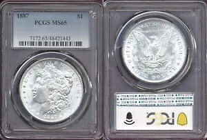 1887 $ PCGS MS65 �z���C�g �t���b�V�� �~���g ���X�^�[ PQ ���[�K�� �V���o�[ �h��++