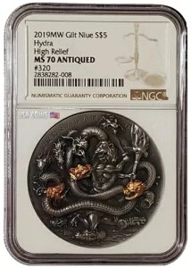 2019 $5 wNX̏\̘J LERNAEAN HYDRA MS70 AeB[N 2 IX Vo[ RC
