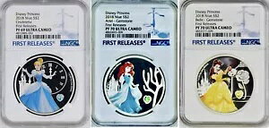 3 2018 Disney GEMSTONE Princesses Vf AG x PF69/70 EgJI FR!