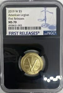2019-W $5 �S�[���h �A�����J�݋��R�l�� 100 ���N�L�O NGC MS70