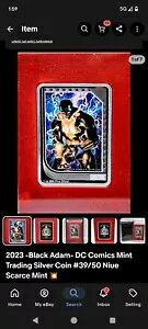 2023 -ブラック アダム- DC コミックス ミント トレーディング シルバー コイン #39/50 ニウエ 希少ミント ??
