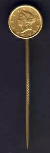 アメリカ (1849-54) リバティヘッド ゴールド ダラー - ラペルピンに.. 5.4cm