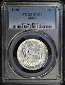 1920 メイン シルバー 記念 0.5 ドル PCGS MS64 宝石 BU ホワイト コイン