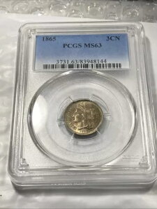 1865 3c �X���[ �Z���g �s�[�X PCGS MS63 �S�[���h �J���[ �A�C�e�� 8478