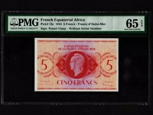 �t�����X�ԓ��A�t���J:P-15c�A5 �t�����A1944 * ��񎟐��E��� * PMG �W�F�� UNC 65 EPQ *