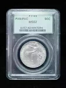1915 50c �p�� �p�b�N�L�O�V���o�[ �n�[�t�_���[ - PCGS MS62 �O���[�� ���x��