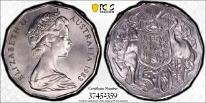 1982 I[XgA G[ 50 Zg RC - nCO[h MS66 PCGS O[h̃XgCN G[