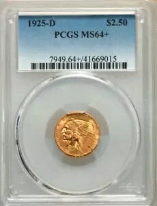 1925-D $2.50 �S�[���h * PCGS MS64+  PLUS  INDIAN Head Quarter EAGLE $1,300+ �u���C�g