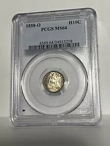 1858-O Seated Liberty H10c ~ PCGS MS64 ~ Real BLAZER ~ �����ڂ͕�΁A�u���X�g�z���C�g!!!