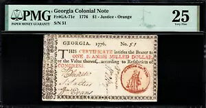 �W���[�W�A �R���j�A�� �m�[�g Fr#GA-71c 1776 $1 PMG 25 *�I�����W �W���X�e�B�X*