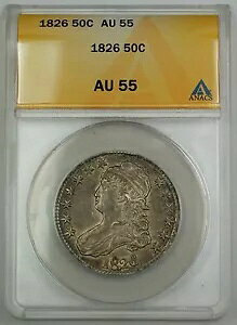 1826 �L���b�v�h �o�X�g �V���o�[ �n�[�t�_���[ �R�C�� 50c ANACS AU-55 GBr