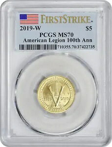2019-W �A�����J�݋��R�l�� 100 ���N�L�O $5 �S�[���h MS70 �t�@�[�X�g �X�g���C�N PCGS