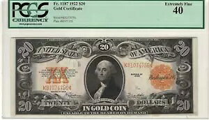 $20 1922 �S�[���h�ؖ����m�[�g PCGS �ʉ� XF40 Fr#1187