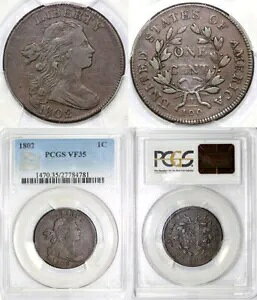 1802 1c �h���[�v �o�X�g ���[�W �Z���g PCGS VF 35