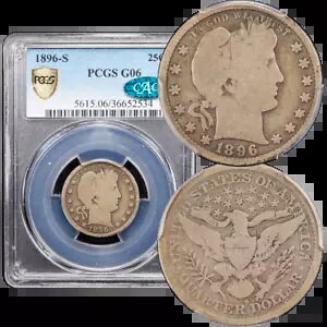 1896-S e (25c) PCGS G6 CAC