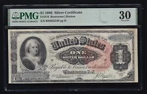 US 1886 $1 �}�[�T �V���o�[ �ؖ����m�[�g FR 218 PMG 30 Ch VF (340)