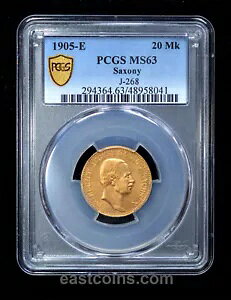 PCGS MS63 1905-E �h�C�c�B�U�N�Z���B�t���[�h���q �A�E�O�X�g 3 ���S�[���h 20 �}�[�N - ������