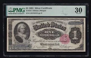 US 1891 $1 �}�[�T �V���o�[�ؖ��� FR 223 PMG 30 Ch VF (324)