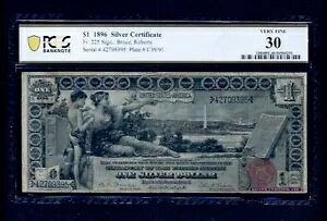 1896 $1�V���o�[�ؖ��� FR 225 PCGS 30Choice Very Fine