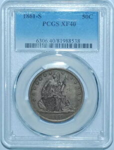 1861 S PCGS XF40 WB-101 ���[�W S �V�[�e�b�h ���o�e�B �n�[�t�_���[