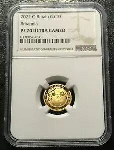 イギリス 2022 ブリタニア プルーフ 1/10 オンス 金貨 NGC PF 70 UC 低鋳造