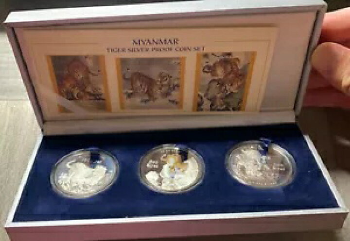 楽天市場】ミャンマー 500 チャット 1998 タイガー年 銀貨 3 枚セット 