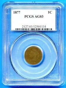 1877 PCGS AG03 �C���f�B�A�� �w�b�h �Z���g 1c �y�j�[ �č������� 1877 AG-03 ���A �L�[ ���t �R�C��