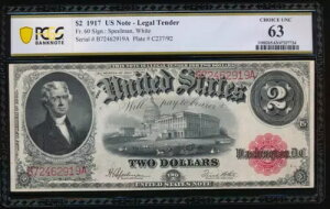 AC Fr 60 1917 $2 �@��ʉ� PCGS 63 ������!!