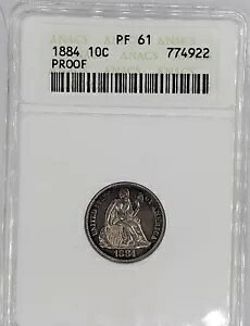 776 - 1884 �v���[�t �V�[�e�b�h ���o�e�B �_�C�� ANACS PF61 �\�[�v �{�b�N�X �z���_�[�̂� 875 ����