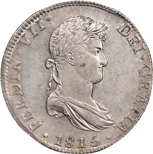 ���L�V�R: �t�F���f�B�i���h 7 ���A8 Reales 1815-Mo JJ�APCGS AU-58 ���L�V�R�V�e�B�����ǁAKM #111