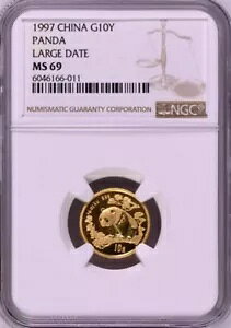 NGC MS69 1997 チャイナ パンダ 1/10 オンス 金貨 ラージ デイト